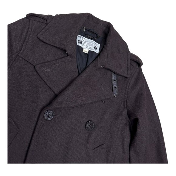 DIESEL Luxury Designer Wool Blend Leather Business Casual Winter Peacoat Large - Picture 2 of 8